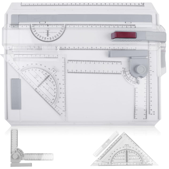 GOMETY Zeichenplatte A4 Zeichenbrett Multifunktionaler Zeichentisch DIN A4 mit Schiebelineal, Schnel