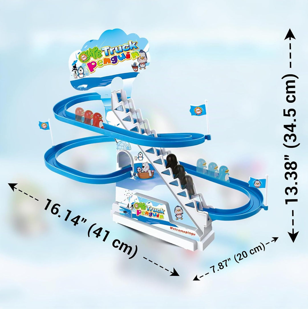 ARSUK Elektronische Musik Ente treppensteigen Spielzeug, Rennbahnen, Playful Penguin Race, achterbah