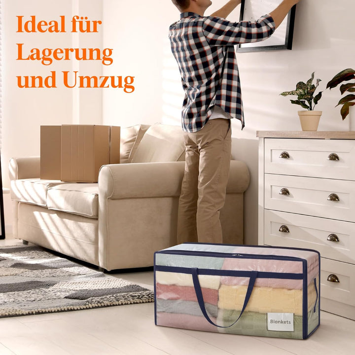 Lifewit 4 Stück 90L Umzugstaschen mit Griff, Aufbewahrungstasche für Bettdecken, Grosse Tasche mit R