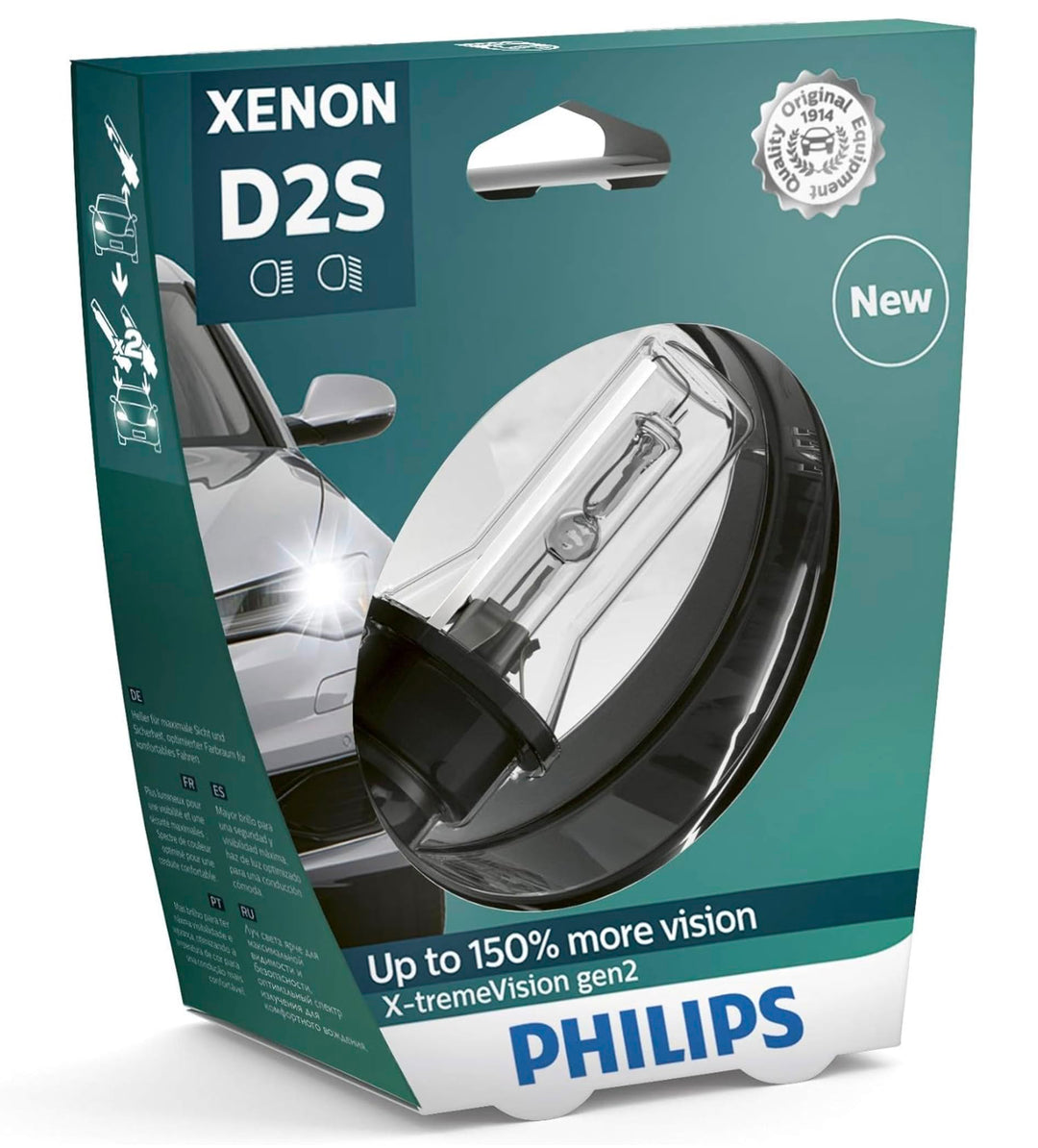 Philips 85122XV2S1 Xenon-Scheinwerferlampe X-tremeVision D2S Gen2, Einzelblister D2S Single, D2S Sin