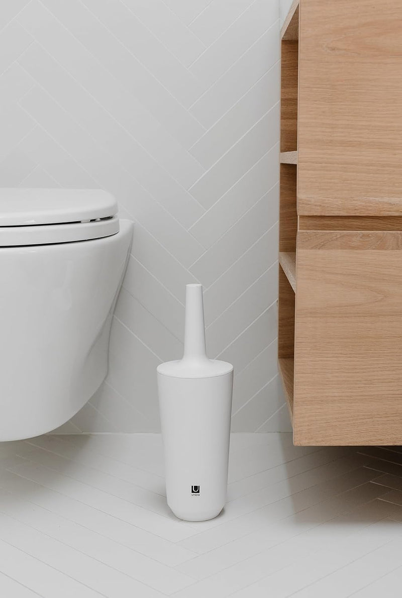 Umbra 1004478-660 Corsa Toilet Brush, WC-Büstenhalter aus Keramik, Weiss Toilettenbürstenhalter Weis