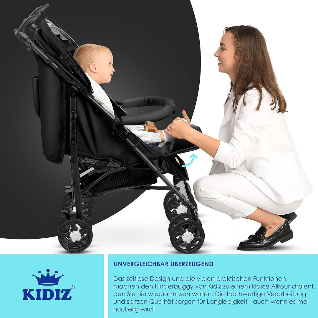 KIDIZ® Kinderwagen City-Pro Buggy Kinderbuggy klappbar Liegebuggy Sportwagen Faltbar 360° 6-Zoll-Räd
