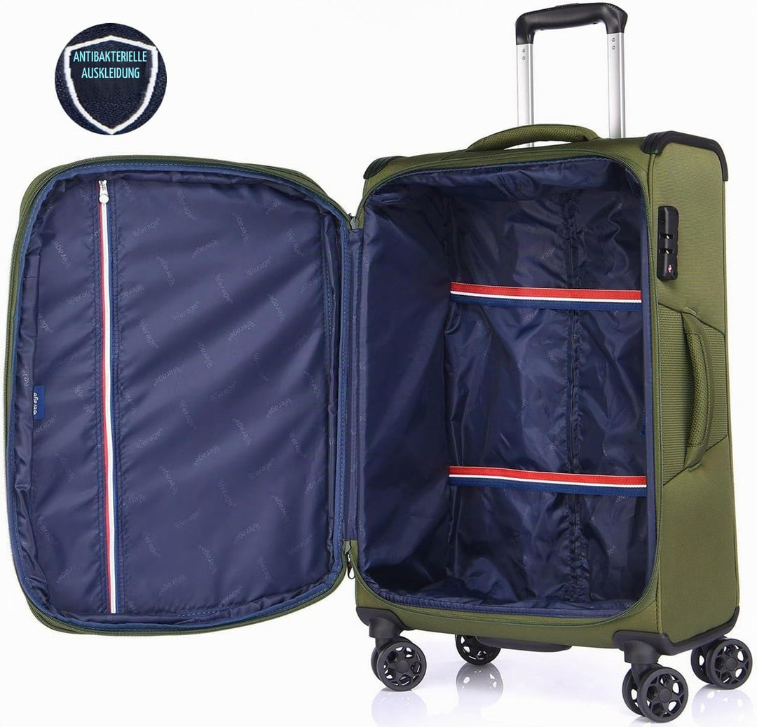 Weichschalenkoffer gross 80x48x30cm erweiterbar - Stoffkoffer Trolley wasserfest, Reisekoffer mit 4