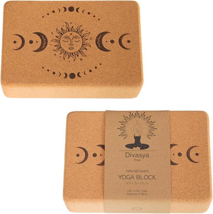 Yoga Blöcke aus Kork | 2er Set | 22,5 x 15 x 7,5 cm | abgerundete Kanten | rutschfest & robust | Yog
