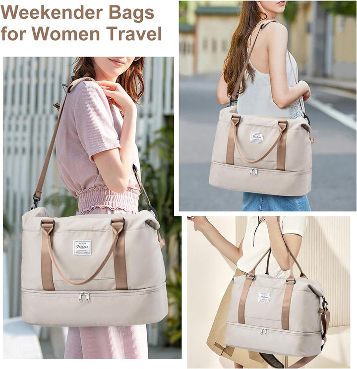 Reisetasche Damen Handgepäck Tasche Sporttasche mit Kulturbeutel Weekender Bag Schwimmtasche Wasserd
