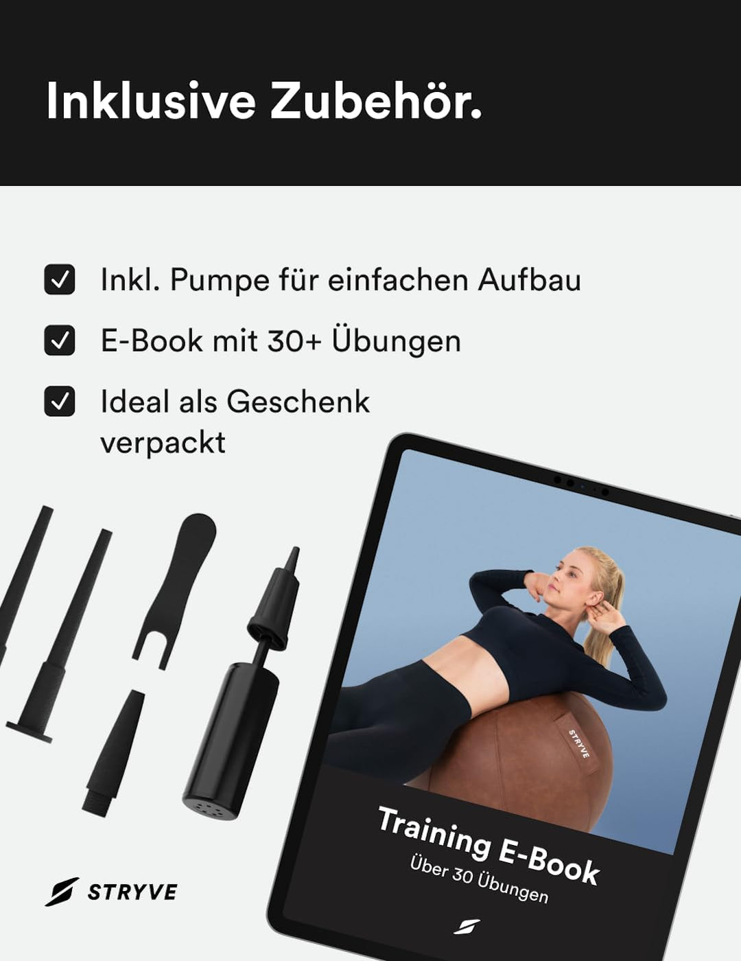 STRYVE Sitzball Büro 65,70cm - Ergonomischer Gymnastikball mit waschbarem Bezug und Wegrollschutz, i