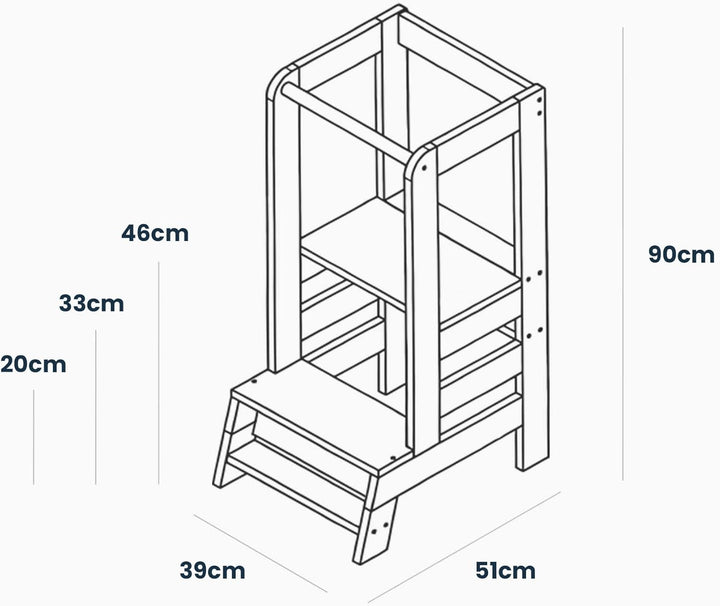 MEOWBABY Lernturm für Kinder - Baby Montessori Verstellbar Learning Tower aus Natur Holz, Kleinkind