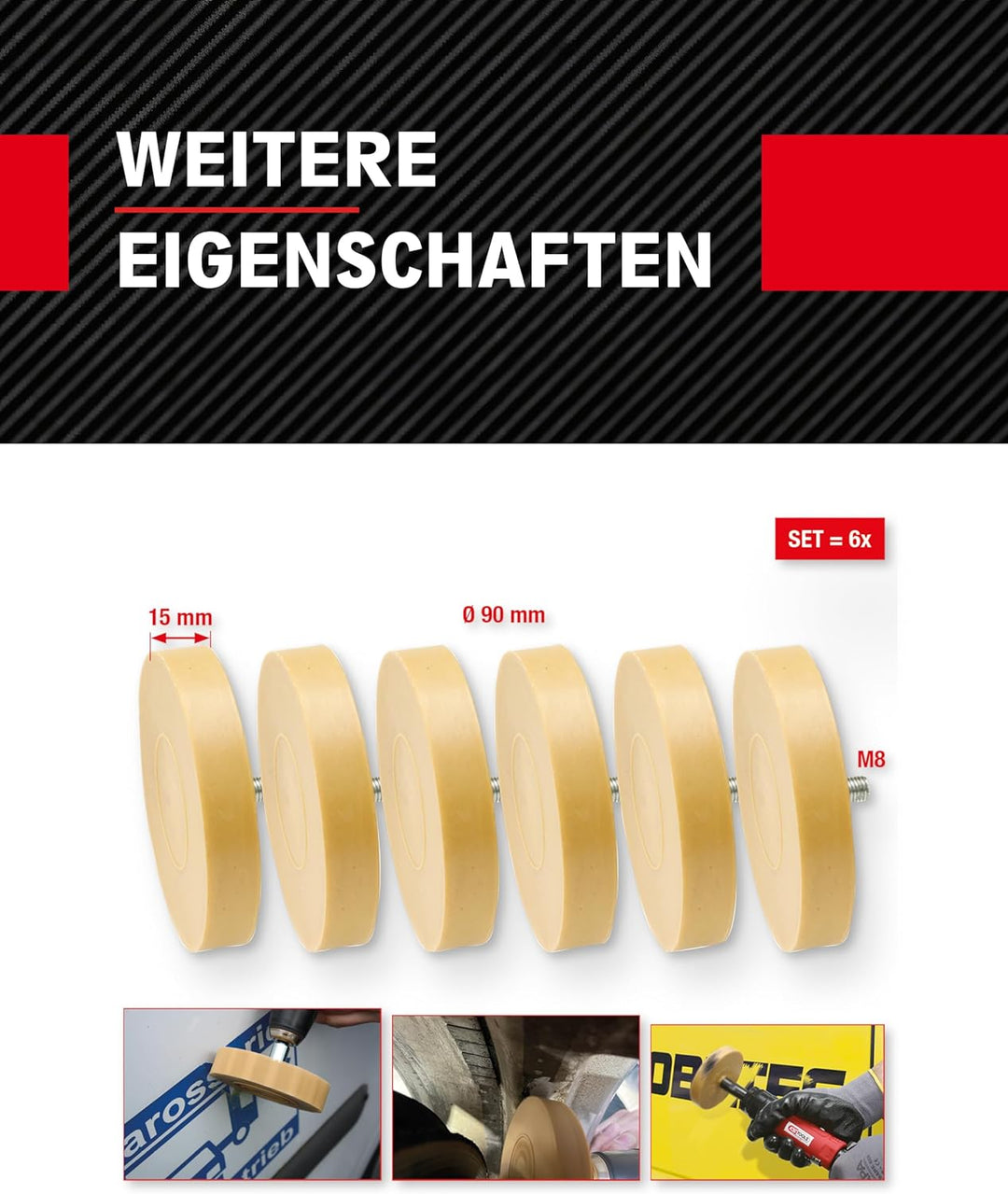 KS Tools Folienradierer 90mm 515.1285 6er Pack I Neutralfarbiger Aufkleber Entferner aus Gummi I Ver