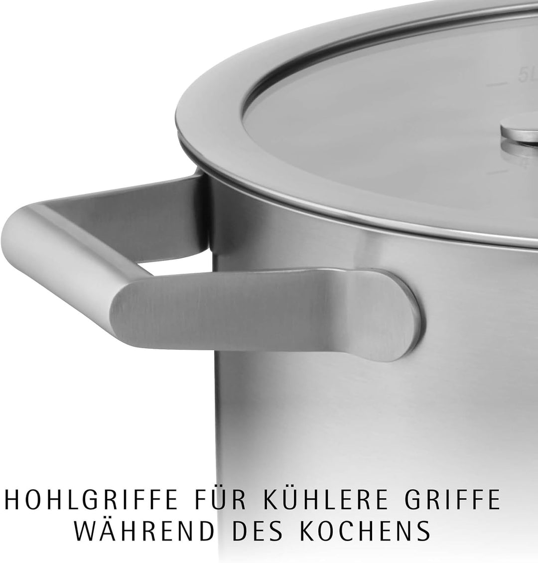 WMF Comfort Line Topfset Induktion 5-teilig, Kochtopf Set mit Glasdeckel, Cromargan Edelstahl mattie