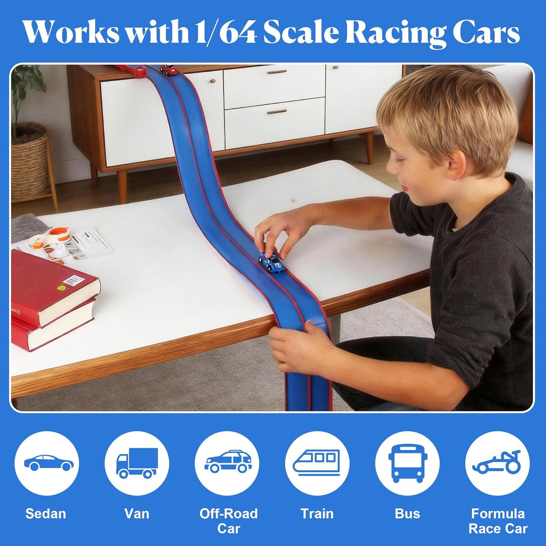 4.5m Flexible Rennbahn Kinder Set,Flexible Autorennbahn Kinder,Für Hot Wheelsz Rennstrecke,Tragbare