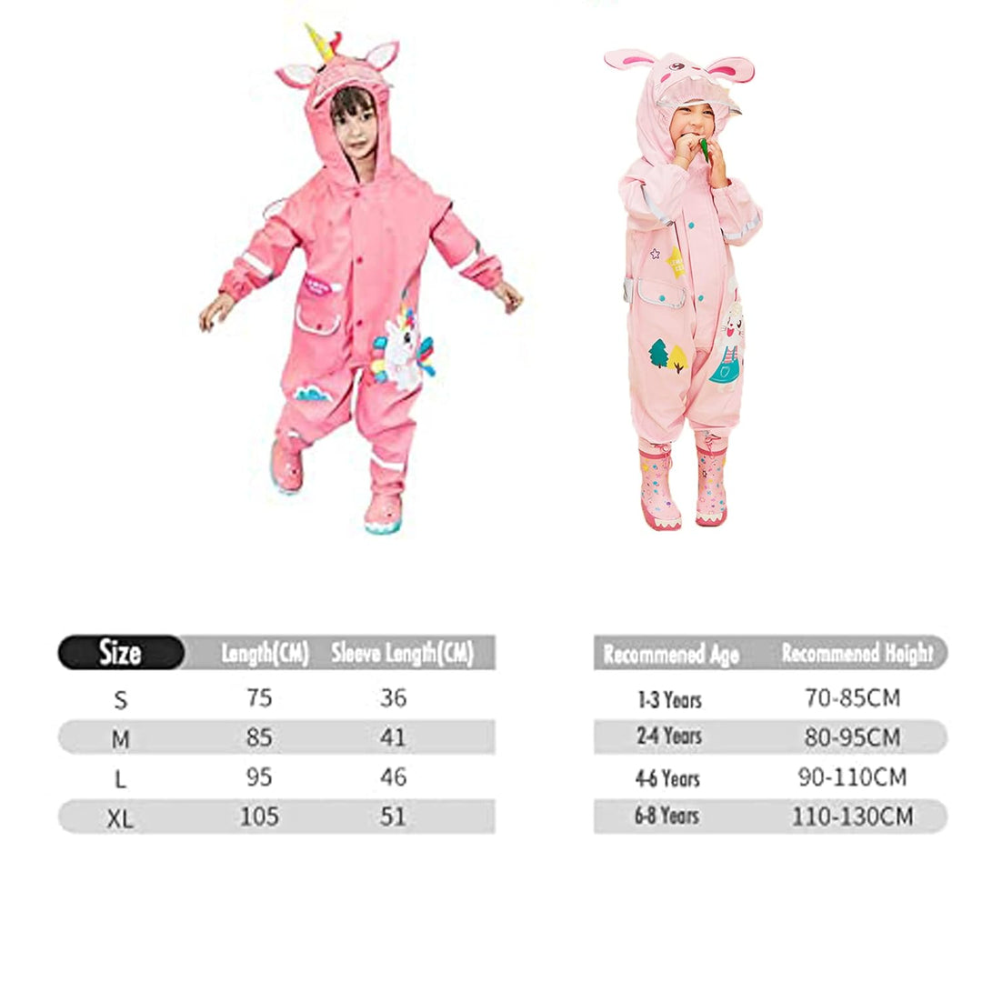 Fewlby Regenanzug Kinder, Regenjacke Einteilig Regenmantel mit Kapuze Regenponcho Jungen Mädchen Was