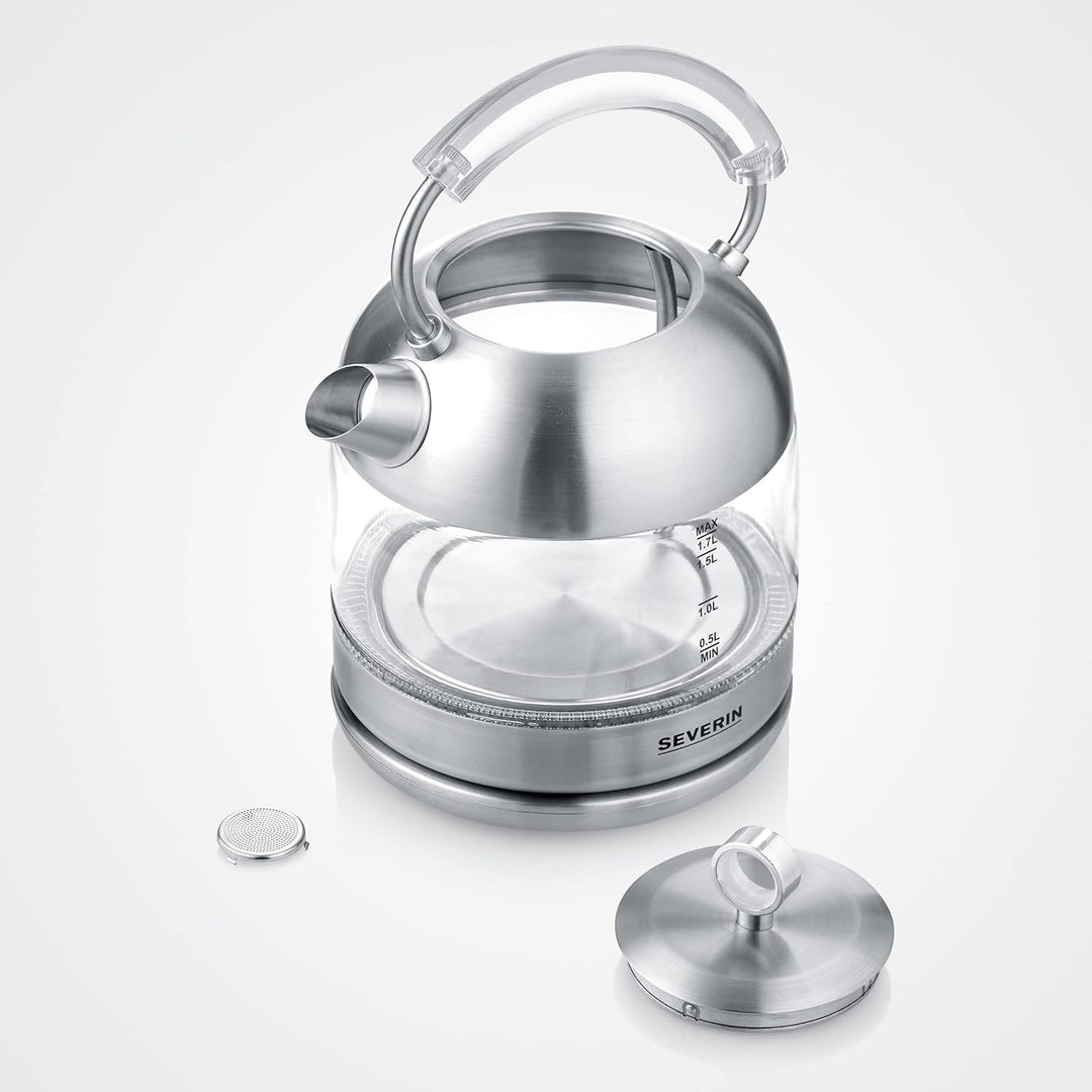 SEVERIN Retro Glas Wasserkocher, leistungsstarker und kompakter Wasserkocher im hochwertigen Retro D