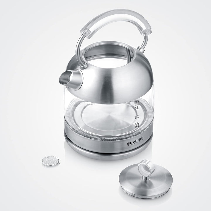 SEVERIN Retro Glas Wasserkocher, leistungsstarker und kompakter Wasserkocher im hochwertigen Retro D