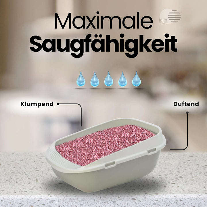 Naturalissima Katzenstreu für Katzen, 16 kg, Pfirsichfaser, mit Erbsenfaser und Maisstärke, pflanzli