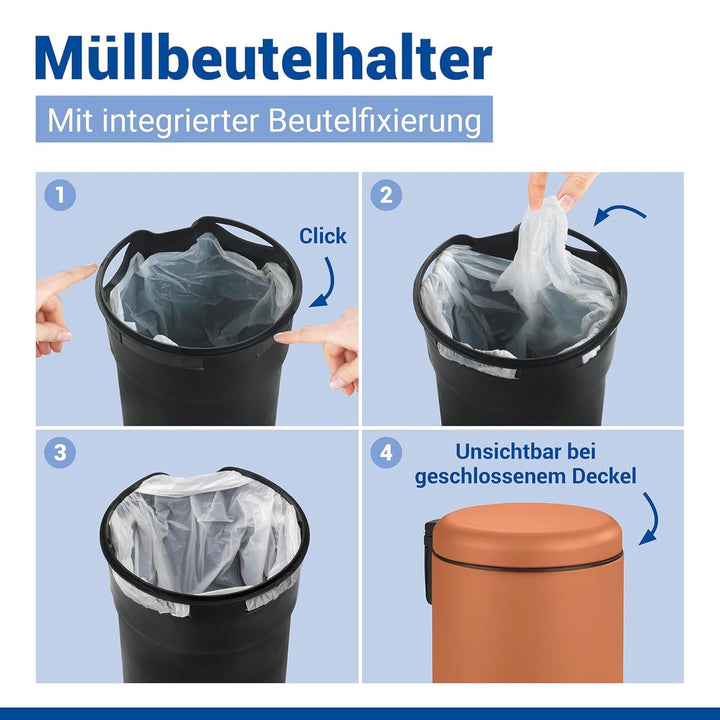 WENKO Treteimer Mod. Leman, 3 Liter, mit herausnehmbarem Einsatz, aus lackiertem Stahl, 17 x 25 x 22