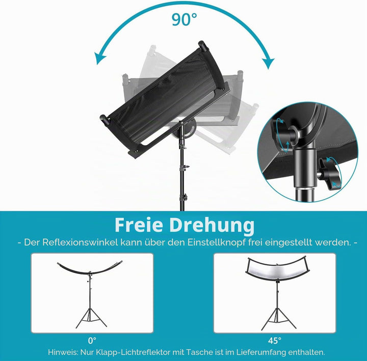 Neewer Diffusor, Reflektor mit Klappe, mit Tragetasche, 100 x 45 cm, für Fotografie, gebogen, für Fo
