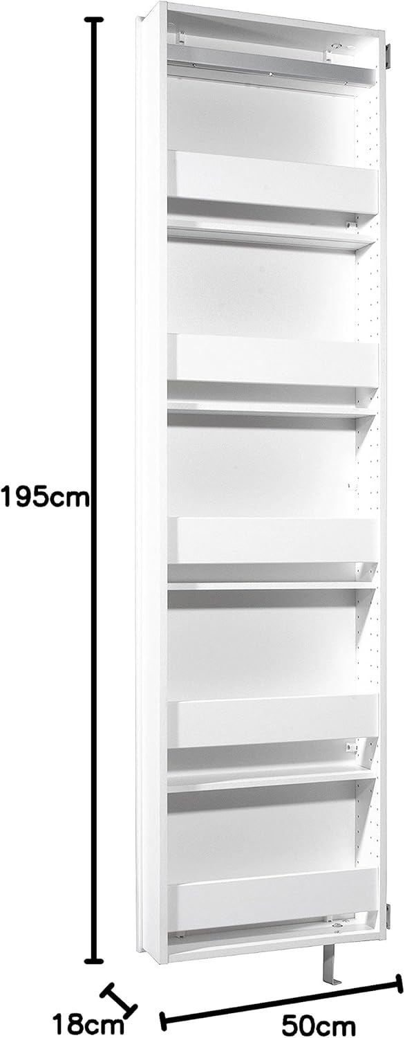 Germania Drehschrank 1189-84, in Weiss, mit verspiegelter Front, 50 x 195 x 18 cm (BxHxT), Weiß