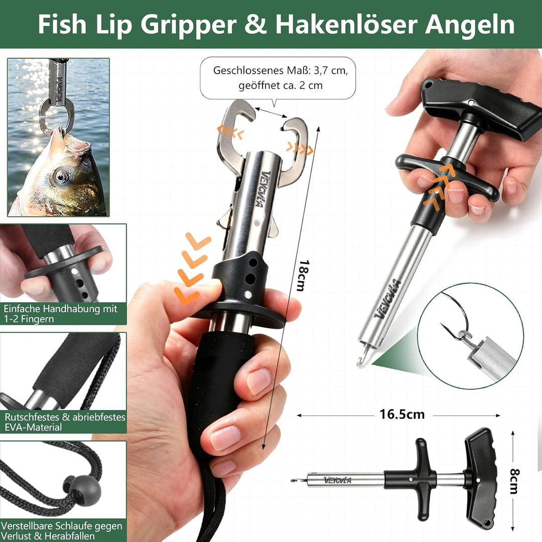 Fishing Angelkoffer-Set mit AngelZubehör | Angelset inklusive Premium-Angelwerkzeug Fischtöter für Z