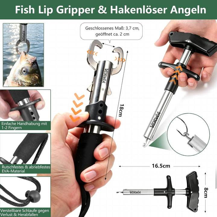 Fishing Angelkoffer-Set mit AngelZubehör | Angelset inklusive Premium-Angelwerkzeug Fischtöter für Z