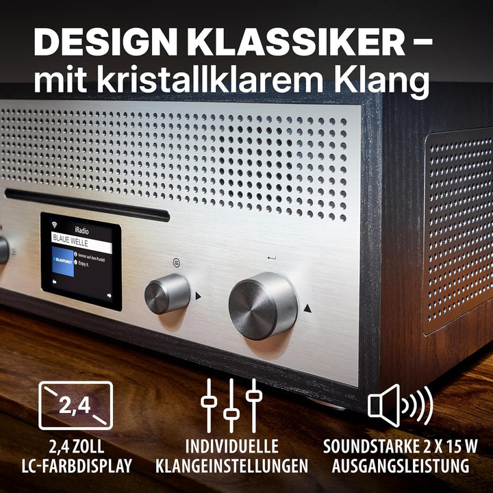 BLAUPUNKT Nostalgieradio Milano RXD 1900 DAB+ mit AUX IN und Bluetooth - 2X 15 Watt RMS Radio mit LC