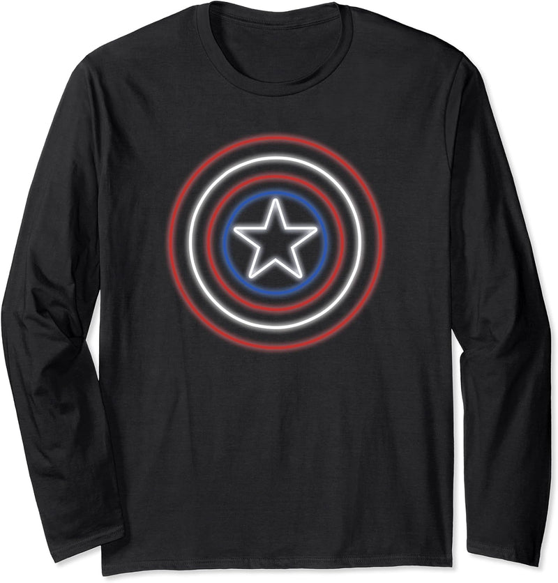 Marvel Captain America Shield Neon Logo Langarmshirt