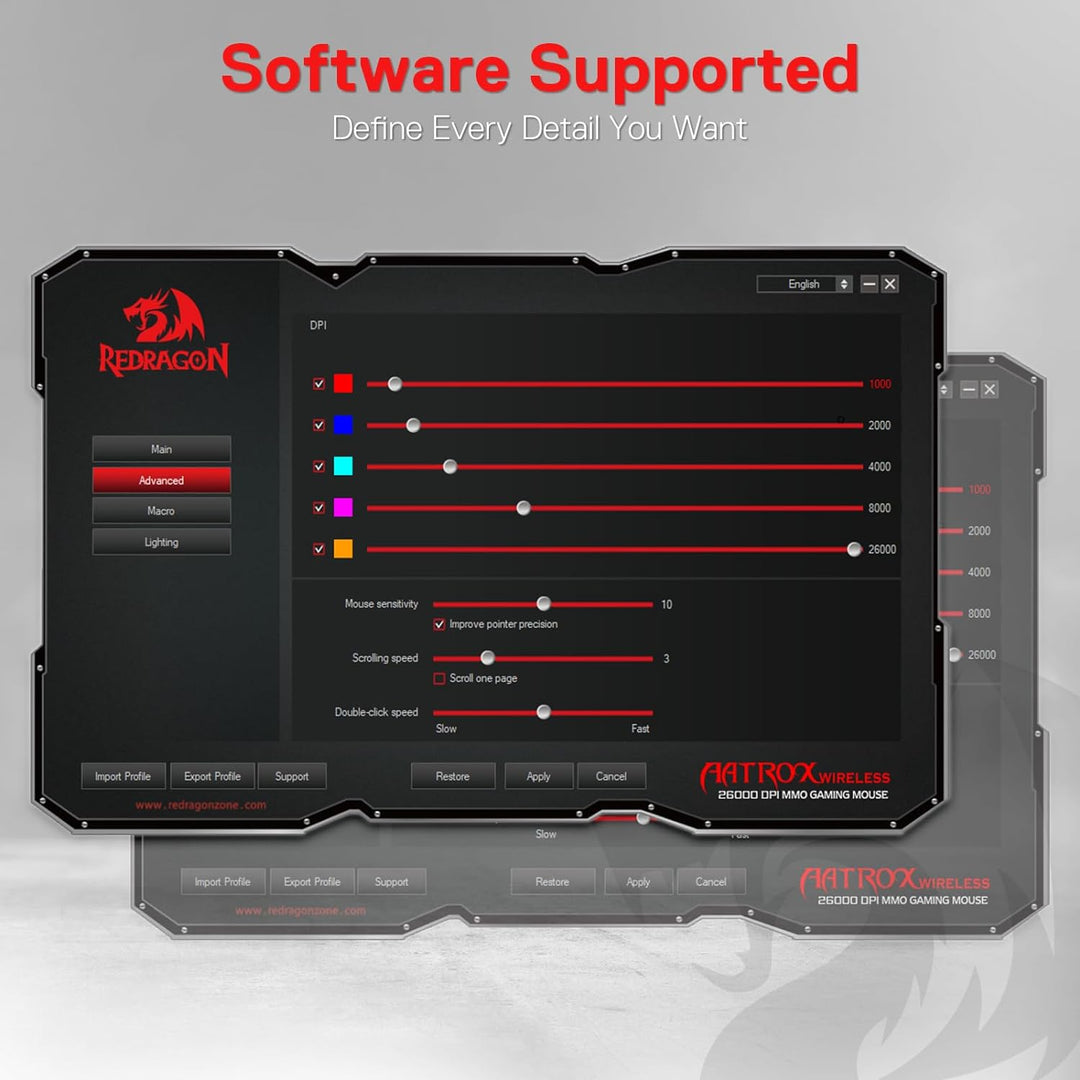 Redragon M811 PRO kabellose MMO-Gaming-Maus, 15 programmierbare Tasten, RGB-Gamer-Maus mit ergonomis