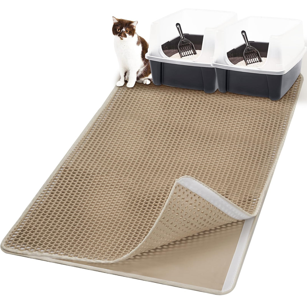Katzenklo Matte 90x60CM, Katzenstreu Matte Doppelte Schichte, Katzenmatte Katzenklo mit Klettverschl