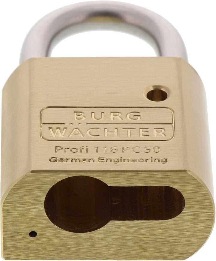 Burg Wächter Vorhangschlosskorpus ohne Zylinder, 116 PC 50 Niro, Bügelstärke: 8 mm, Messing