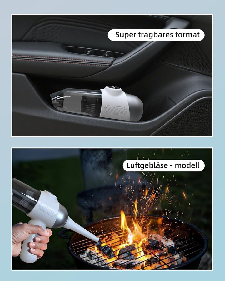 Handstaubsauger Akku 4-in-1,12KPA Handstaubsauger Kabellos,Auto Staubsauger Stark,2-Gang Autostaubsa