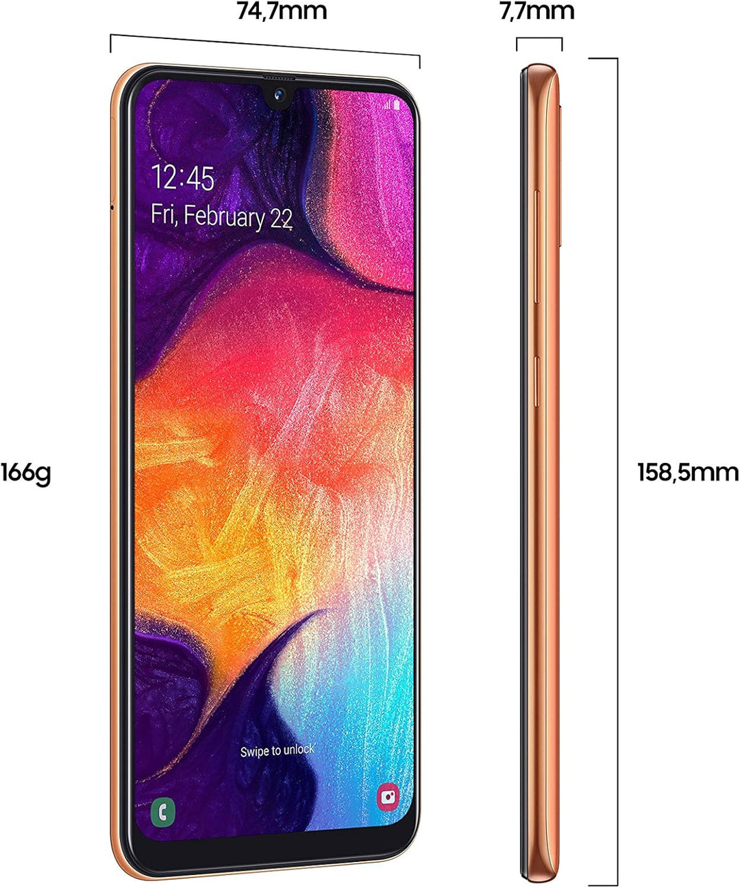 Samsung Galaxy A50 Smartphone (16.3cm (6.4 Zoll) 128GB interner Speicher, 4GB RAM, Orange) - Deutsch