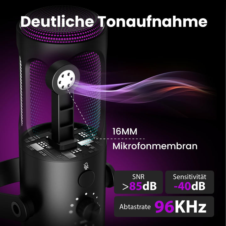 Ortizan Gaming Mikrofon PC, USB Podcast Mikrofon für PS4/5 und Mac, Noise Cancellation Kondensator M