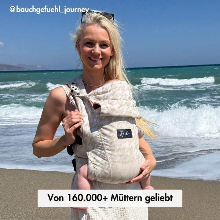 Rookie Babytrage ab Geburt - Ergonomisch, Bequem, Bio-Stoffe - Premium Elite Design - Baby Trage sch