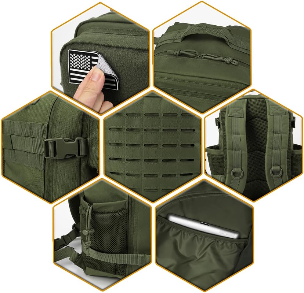 QT&QY Taktischer MilitäR Rucksack Herren Gross 25l/35l/45L Bundeswehr Rucksack 3 Tage Molle Armee Ru