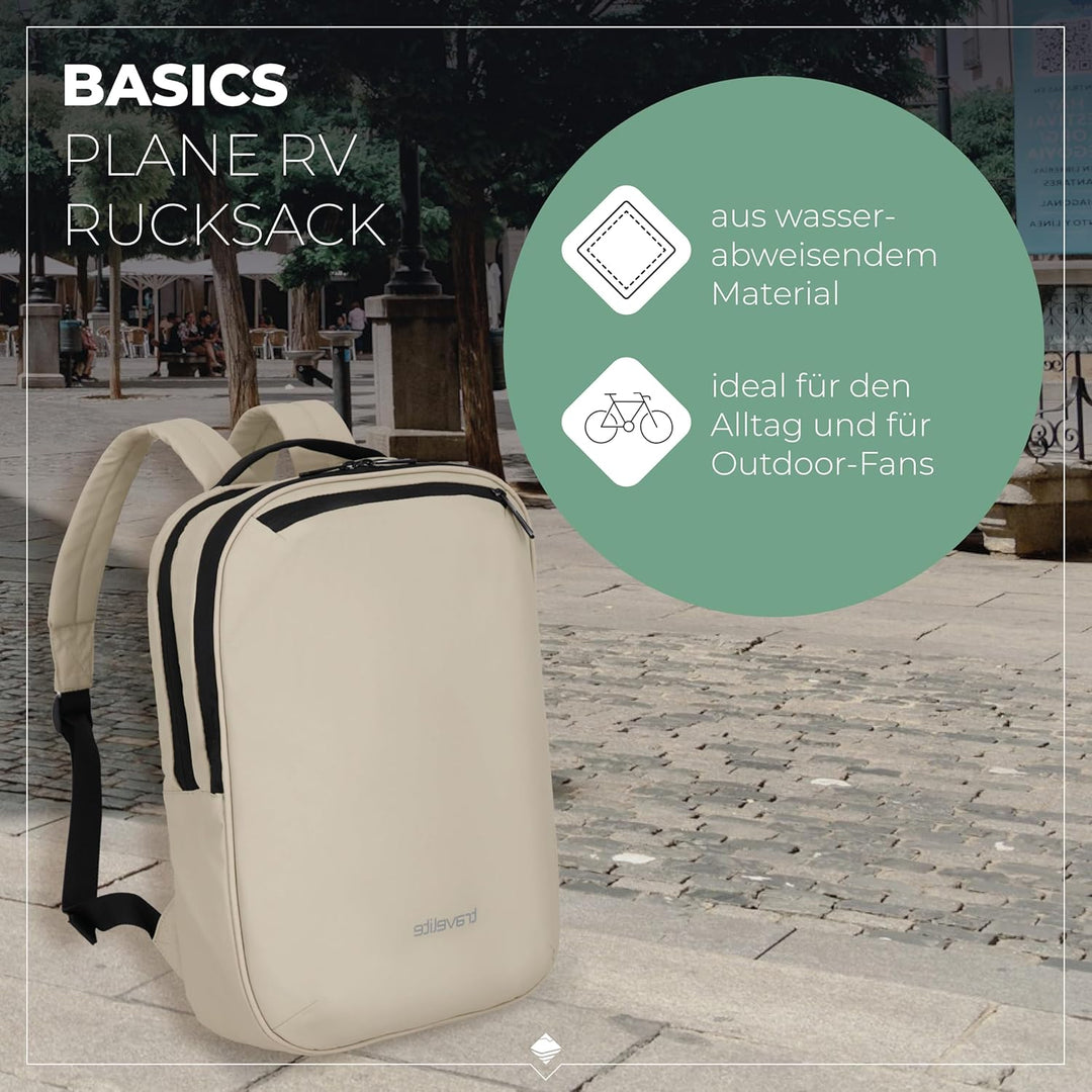 Travelite Handgepäck Rucksack, Laptopfach 13 Zoll, wasserabweisender Tagesrucksack mit Aufsteckfunkt