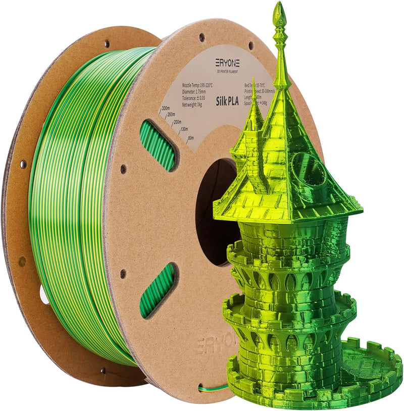 ERYONE Dual Zweifarbig PLA Filament 1.75mm, 3D Drucker Filament 1kg Spule +/- 0,02 mm, Seide Gelb &