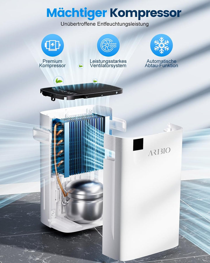 Luftentfeuchter Elektrisch, 30L/Tag Leistungsstarker Entfeuchter mit LED Anzeige,Timer, Wäschetrockn