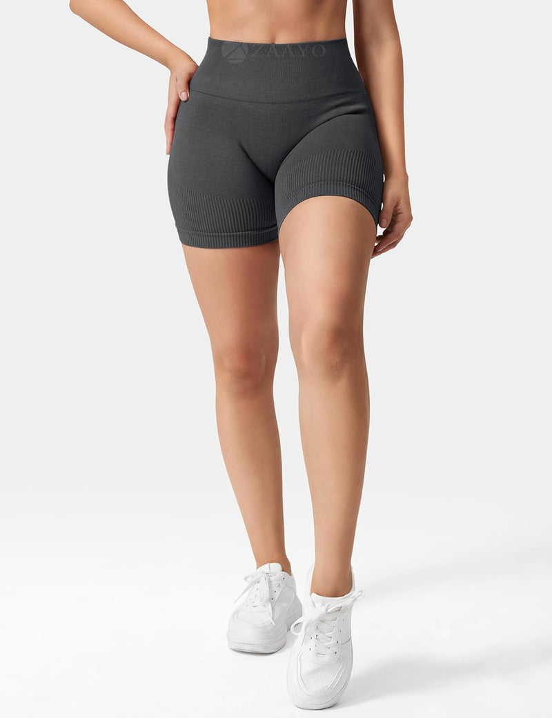 ZAAYO Damen Sport Shorts Workout Auswirkungen Shorts 4.5 "Scrunch Butt Lifting Gym Shorts Nahtlose B