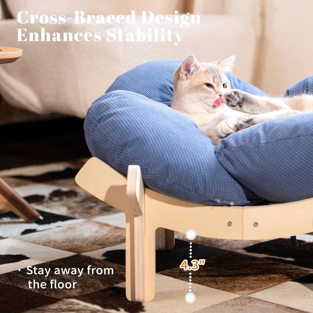 CheerPals Erhöhtes Katzenbett Blumenform, 55cm L&W Grosses Katzensofa, Stilvoll Katzenstuhl mit Hoch