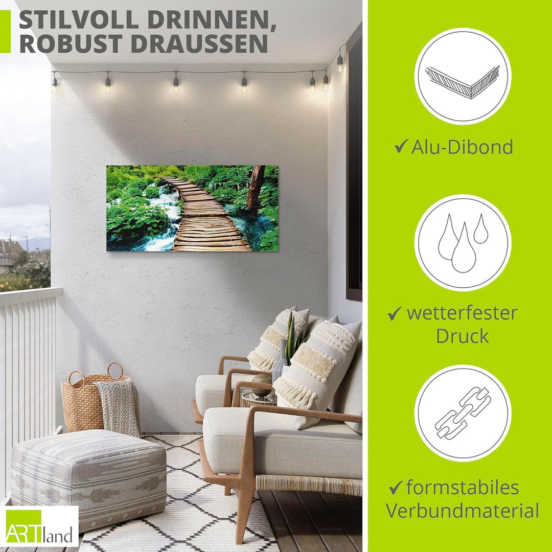 ARTland Wandbild Alu Verbundplatte für Innen & Outdoor Bild 60x30 cm Natur Landschaft Dschungel Urwa