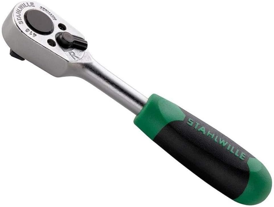 STAHLWILLE 415 l 1/4" Knarre mit Kugelarretierung, Länge: 120 mm l ergonomischer 2-K-Griff l 22 Zähn