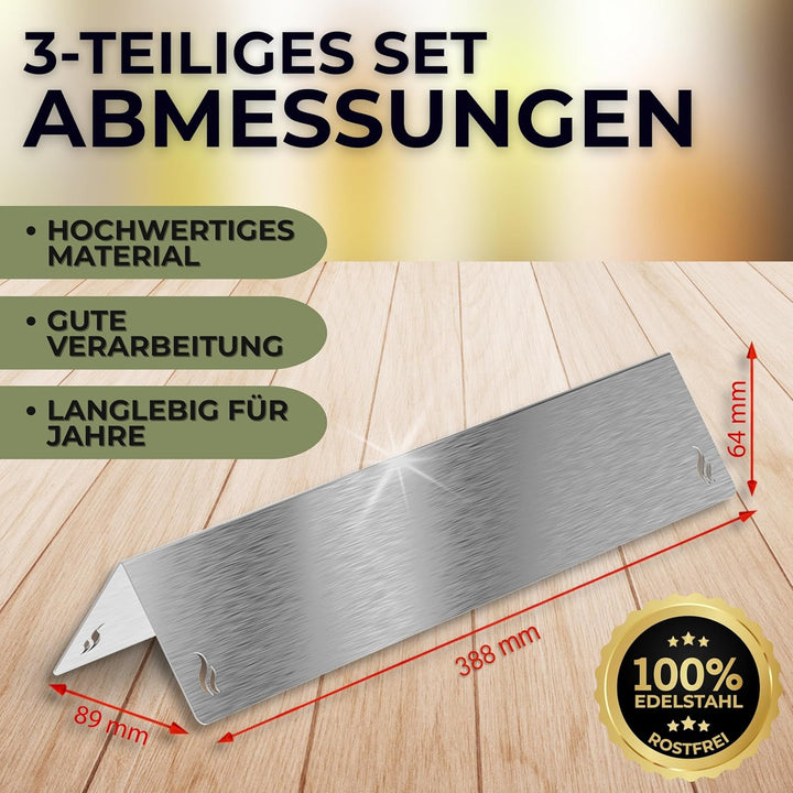 Aromaschienen & Brennerabdeckung für Weber Spirit 210/220 E210 S210 E220 S220 | Edelstahl 3er Set –