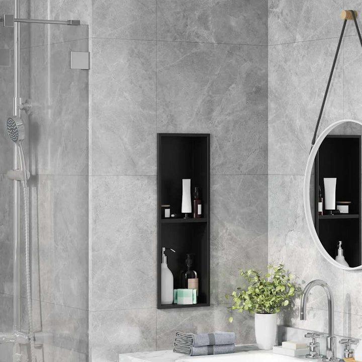 vidaXL Duschnische Schwarz 60 x 20 x 9,5 cm Edelstahl, Badezimmeraufbewahrung, modernes Regal, wasse