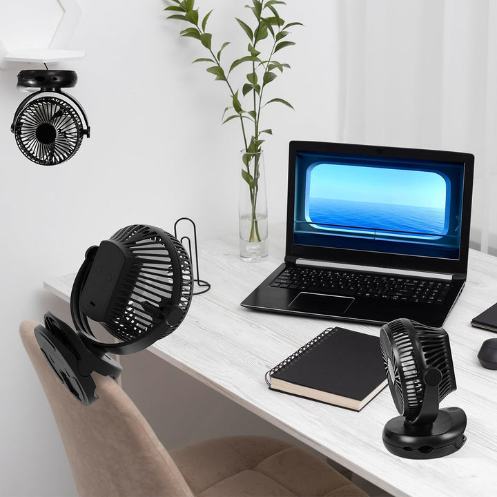 Mursche Tischventilator 10000mAh Akku Tisch Ventilator - Leise Clip Fan Kleiner USB Ventilator Tragb