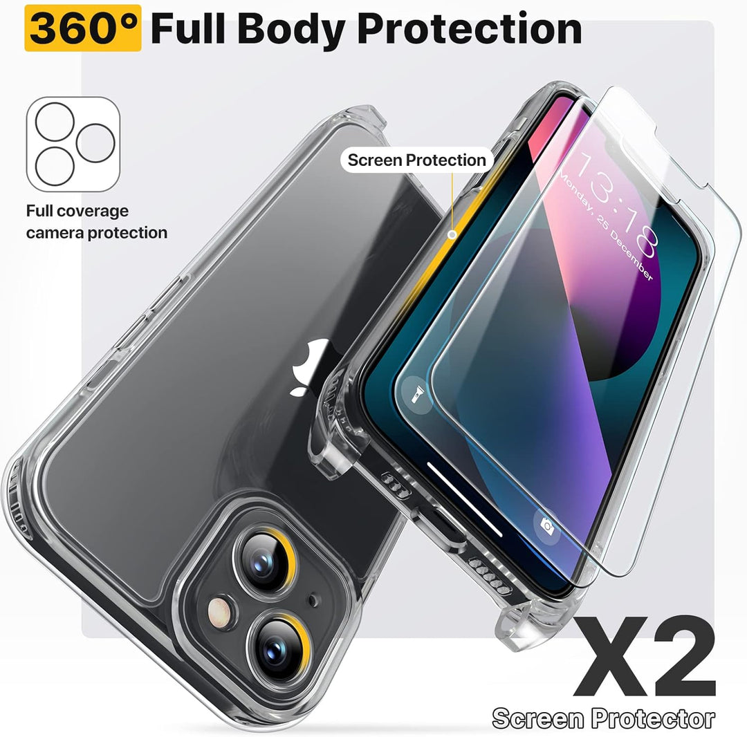 GOODVISH 3 in 1 Handykette für iPhone 13 6,1 Zoll mit 2 Stück Schutzfolie, Necklace Hülle mit Band [