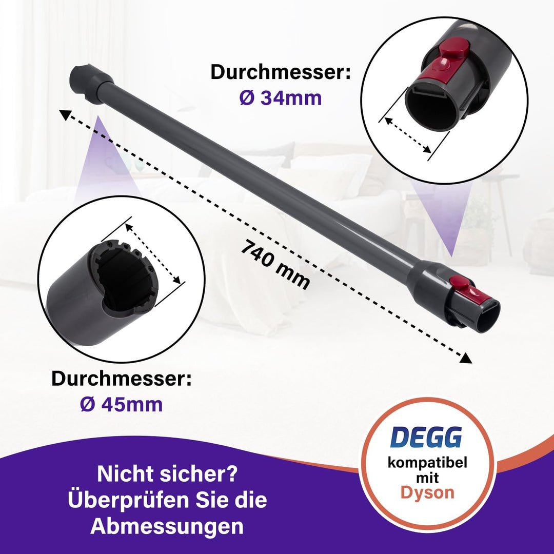 DEGG Staubsaugerrohr - Kompatibel mit Dyson V12 Teleskoprohr 34MM, Verlängerungsrohr, Saugrohr Ersat