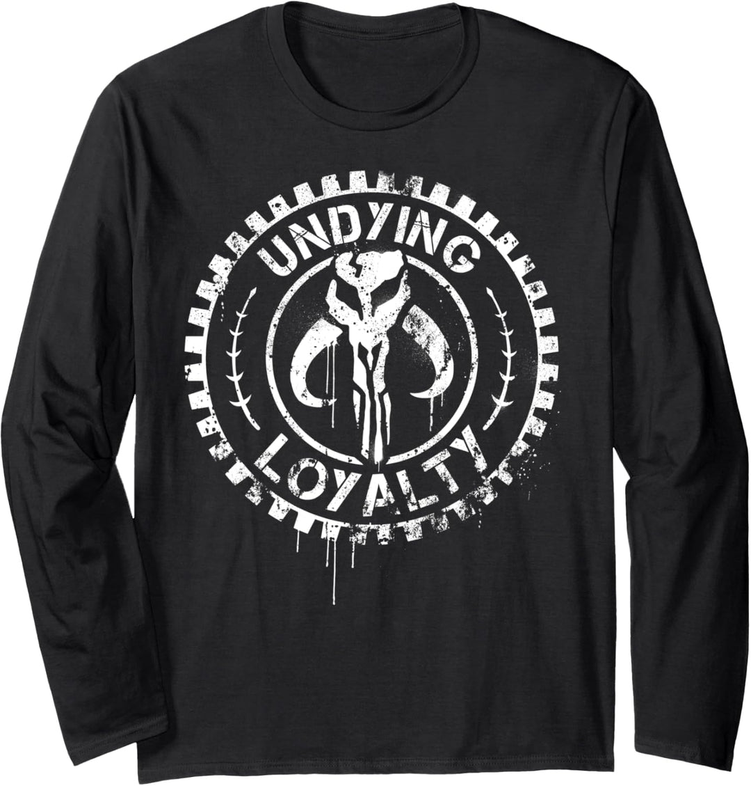 Star Wars Mandalorian Skull Undying Loyalty Circle Text Langarmshirt