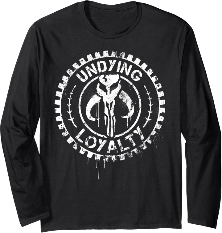 Star Wars Mandalorian Skull Undying Loyalty Circle Text Langarmshirt