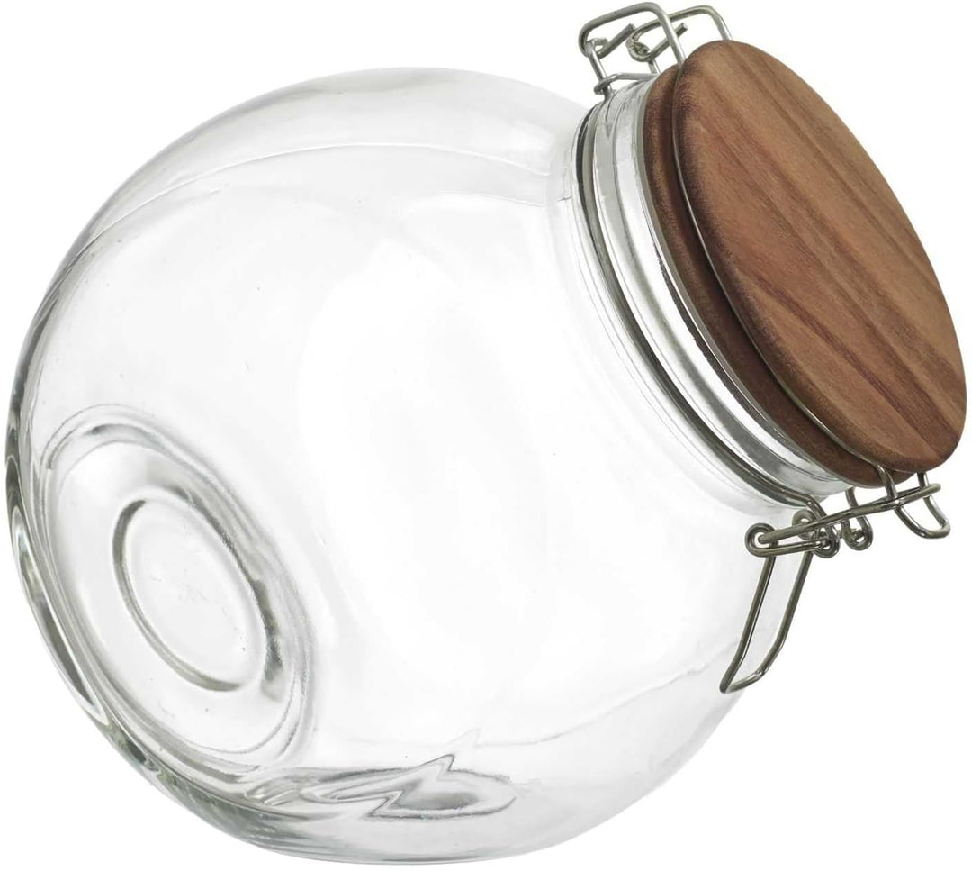 COOK CONCEPT, KA0367, Transparent Glass Storage jar with Acacia Cap, modern and elegant Design, airt