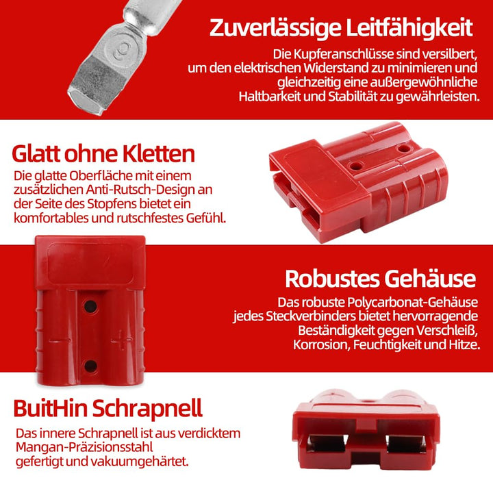 12 Stück Anderson Stecker 50A 600V, Batterie Schnelltrennstecker, Hochstromstecker 50A für Auto, Woh