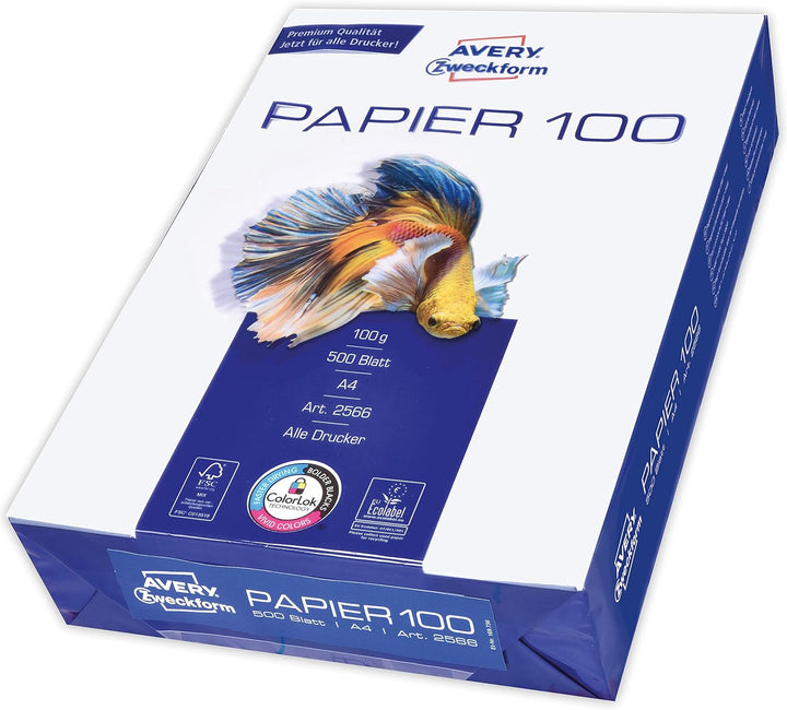 AVERY Zweckform 2575 Drucker-/Kopierpapier 1 Box mit 5 Pack, weiss & 2566 Drucker-/Kopierpapier 1 Pa